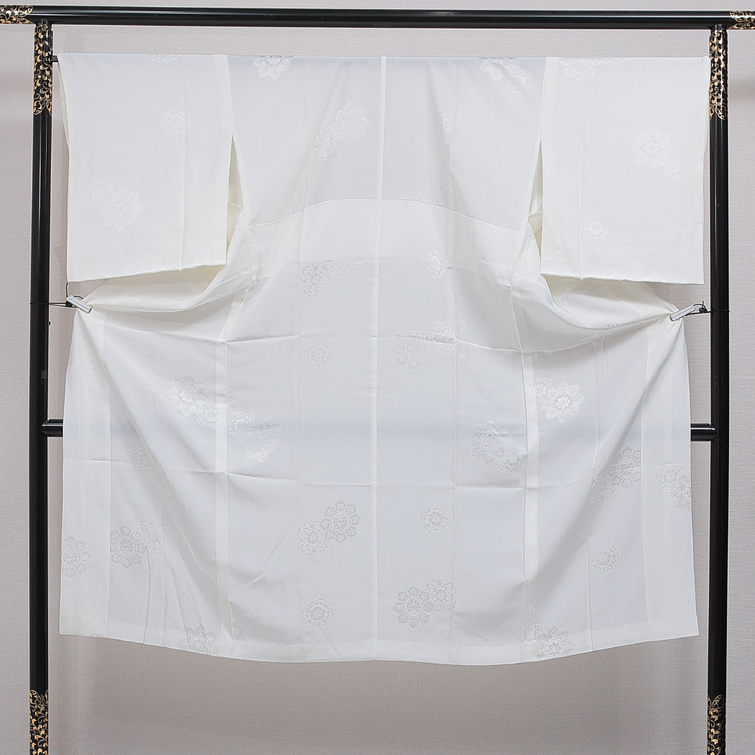 長襦袢 無双袖 身丈137cm 裄丈67cm 正絹 Sランク 2XLサイズ 宝相華 白系 RP 1239-16548