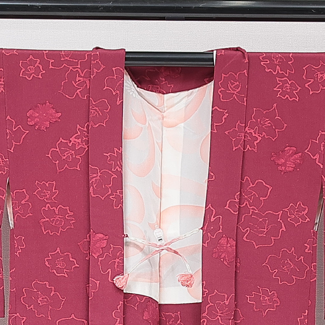 羽織 袷 身丈80cm 裄丈62cm 正絹 Sランク カジュアル Sサイズ 紐あり 桔梗 紫系 RP 1232-15326