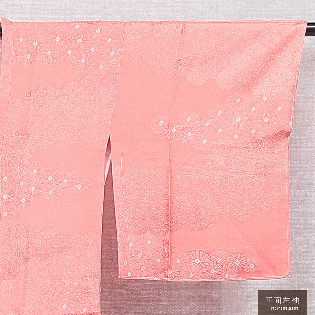 道行コート 袷 身丈85cm 裄丈63cm 正絹 Sランク セミフォーマル Sサイズ 菊 ピンク系 RP 1237-16194