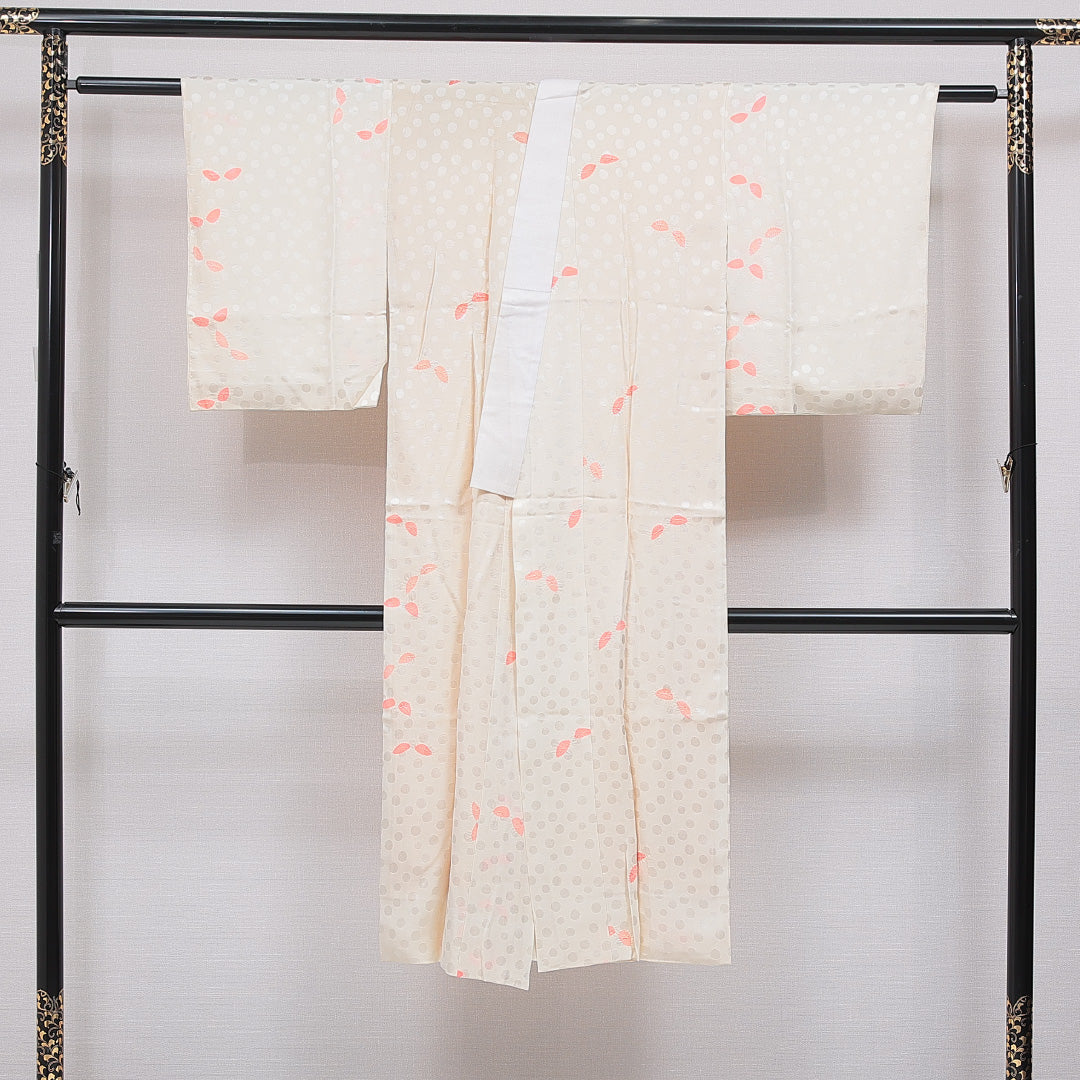 アンティーク 長襦袢 無双袖 身丈129cm 裄丈60cm 正絹 Aランク Lサイズ 部分絞り 創作柄 クリーム系 1229-16706