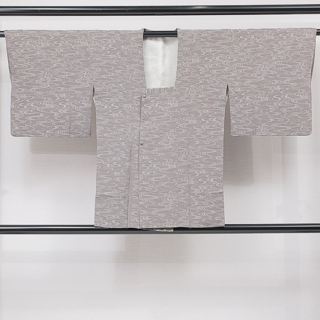 道行コート 袷 身丈77cm 裄丈61cm 正絹 Sランク Sサイズ フォーマル 流水 グレー系 1263-15133