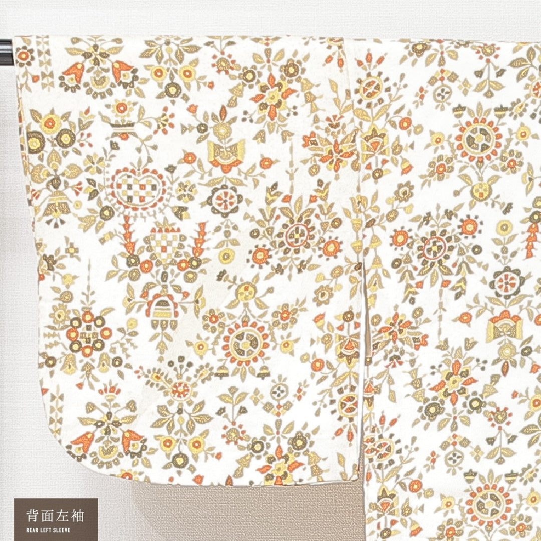 羽織 袷 身丈75cm 裄丈59cm 正絹 Cランク カジュアル Sサイズ 紐あり 創作柄 白系 HP 1232-15259