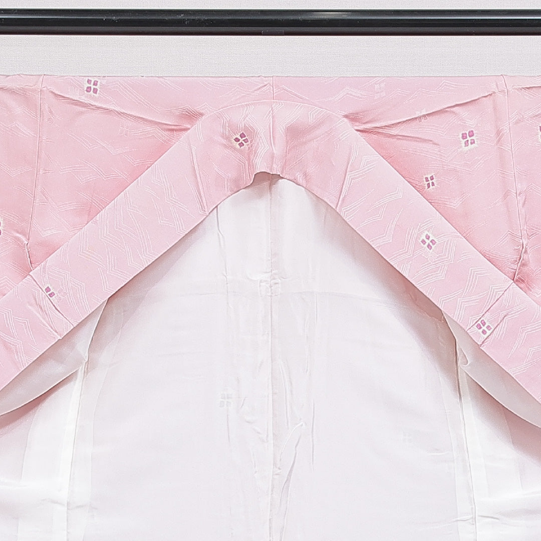 色無地 洗える着物 袷 身丈160cm 裄丈67cm ポリエステル Bランク Lサイズ 広衿 インフォーマル 創作柄 ピンク系 1214-16263