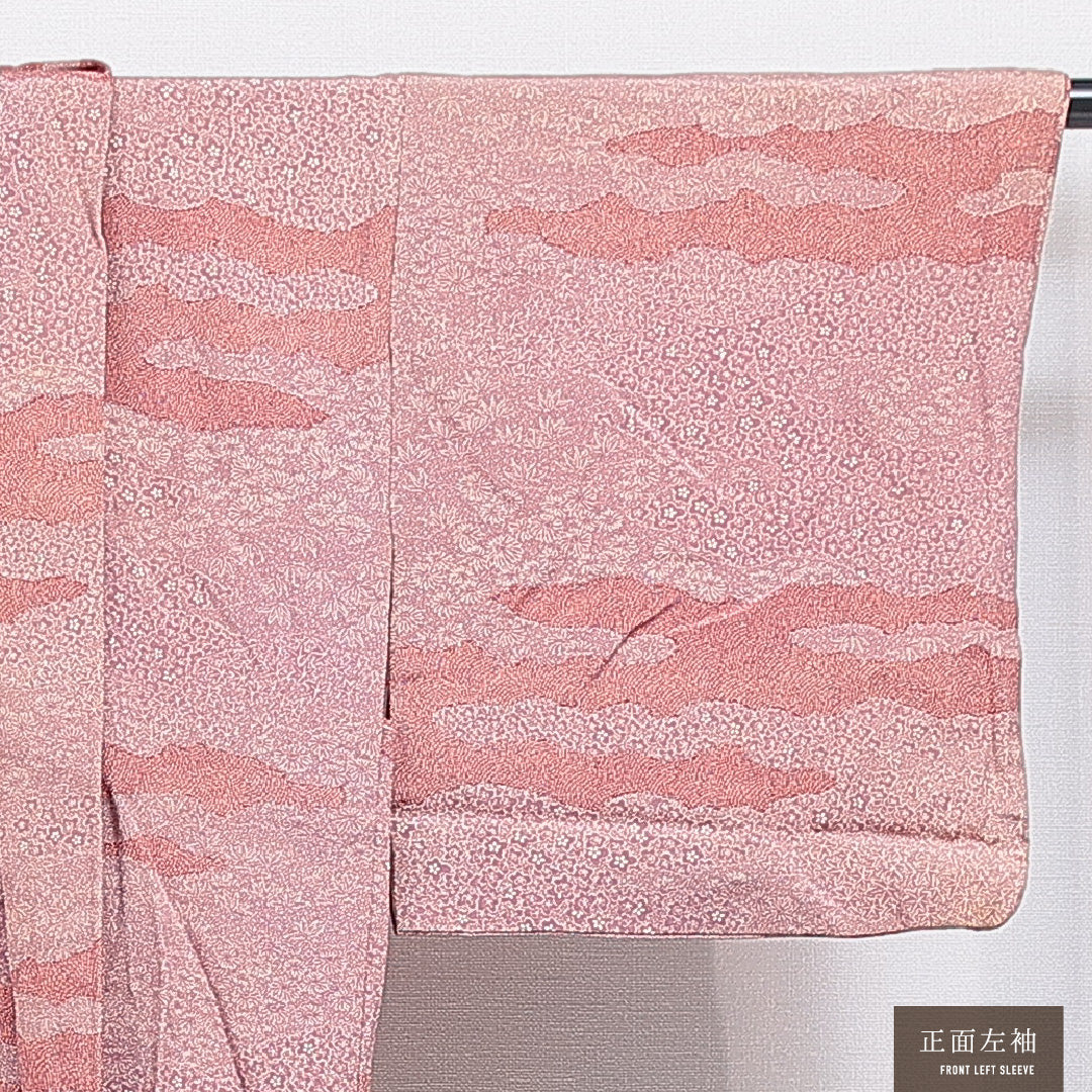 羽織(寄せ柄) 袷 身丈81cm 裄丈62cm 正絹 Cランク Sサイズ インフォーマル 赤系 1217-16817