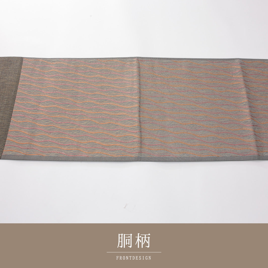 袋帯 帯丈452cm 正絹 六通 帯芯なし インフォーマル 風通織 よろけ縞 多色系 1243-02281