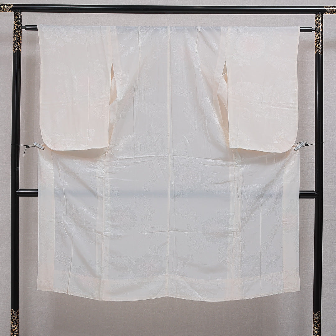 長襦袢 無双袖 身丈138cm 裄丈61cm 正絹 Bランク 2XLサイズ 菊 ピンク系 RP 1239-16612