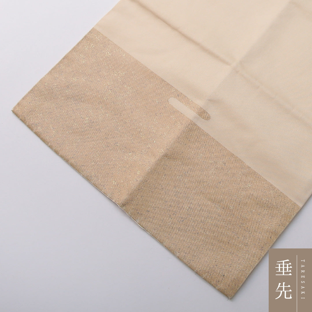 九寸名古屋帯 帯丈365cm セミフォーマル 名古屋仕立て ポイント柄 Cランク 正絹 松 クリーム系 1224-03644