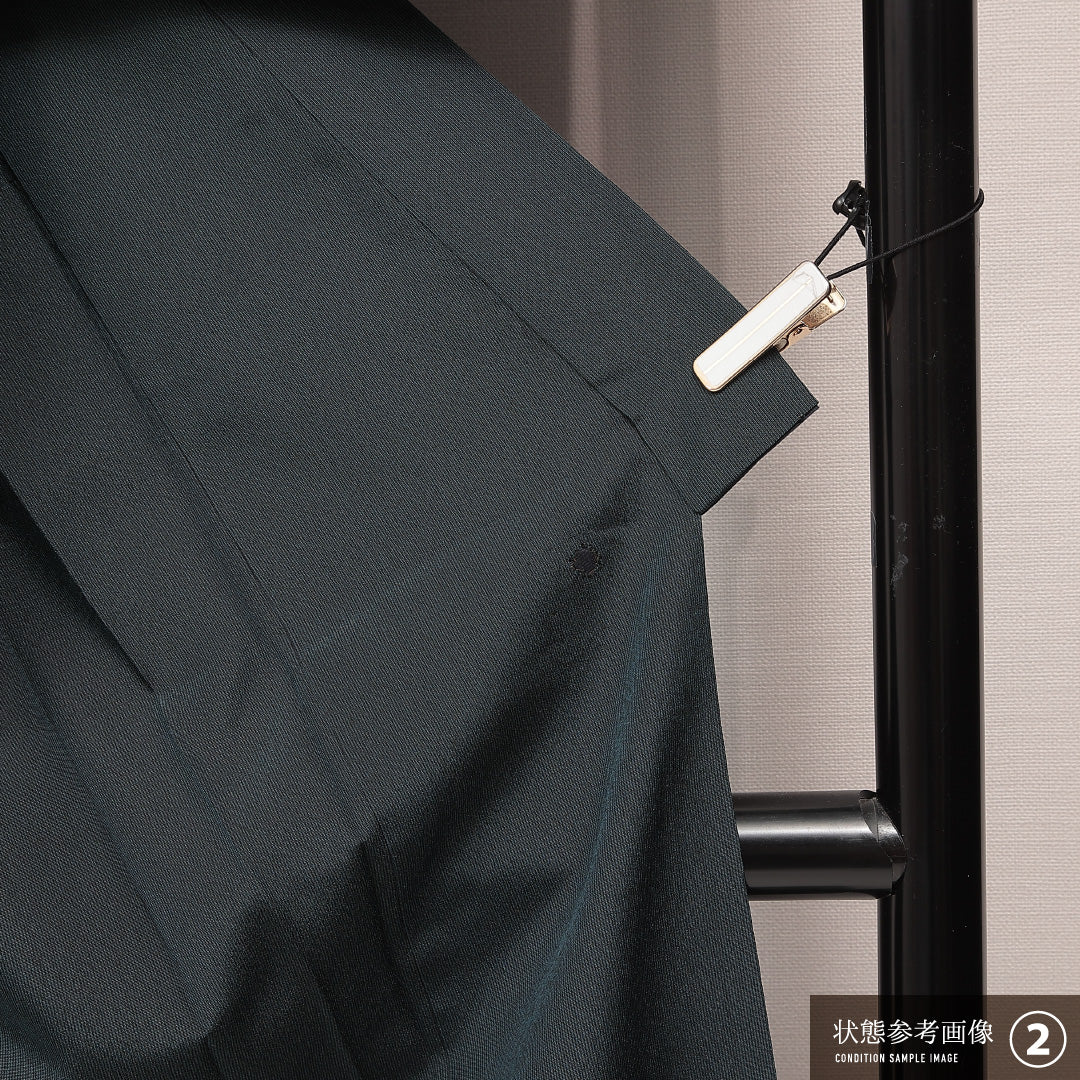 男着物 袷 身丈152cm 裄丈68cm 正絹 Dランク カジュアル 棒衿 XLサイズ 無地 紺系 HP 1224-16898