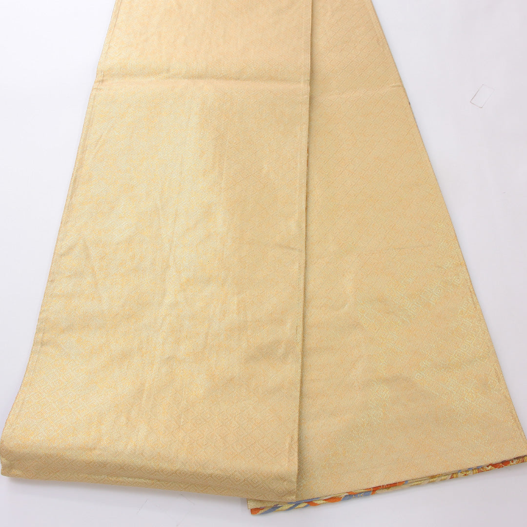 袋帯 帯丈444cm 正絹 六通 フォーマル 花喰鳥 蜀江 金系 1243-02184