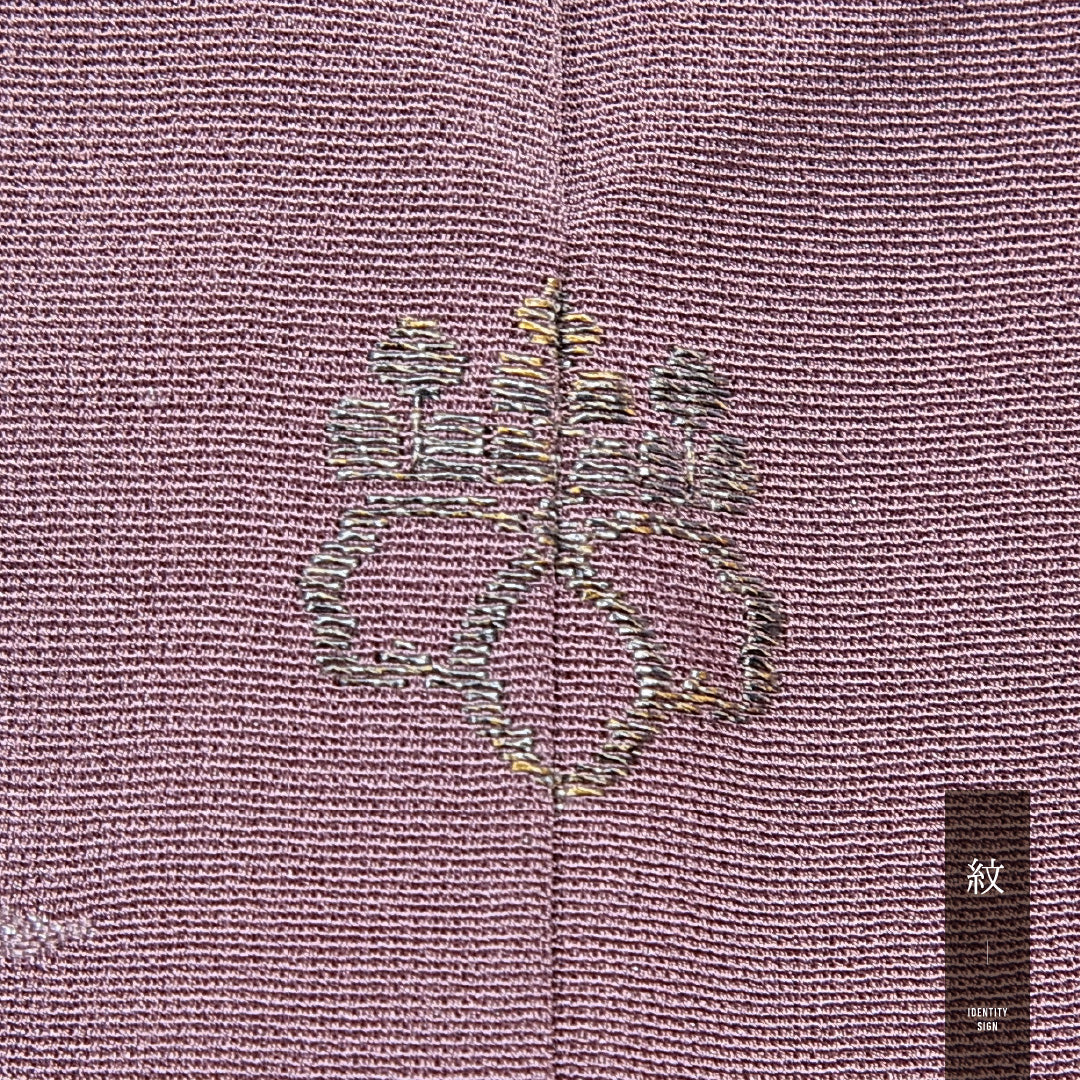 訪問着 袷 身丈161cm 裄丈63cm 正絹 Aランク Lサイズ 広衿 一つ紋(五三桐) セミフォーマル 創作柄 紫系 1212-15665