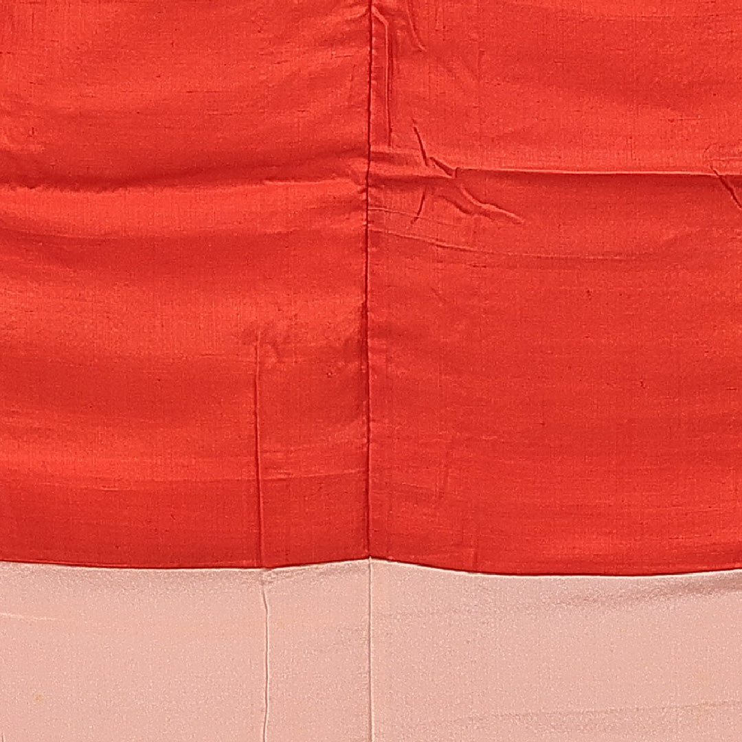 アンティーク お召 袷 身丈146cm 裄丈62cm 正絹 Aランク XSサイズ バチ衿 創作柄 朱系 1265-15974