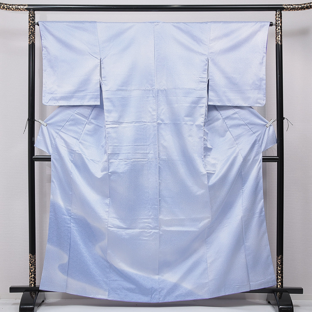 付下げ 洗える着物 袷 身丈159cm 裄丈66cm ポリエステル Sランク Mサイズ 広衿 インフォーマル 青海波 水色系 1261-15791