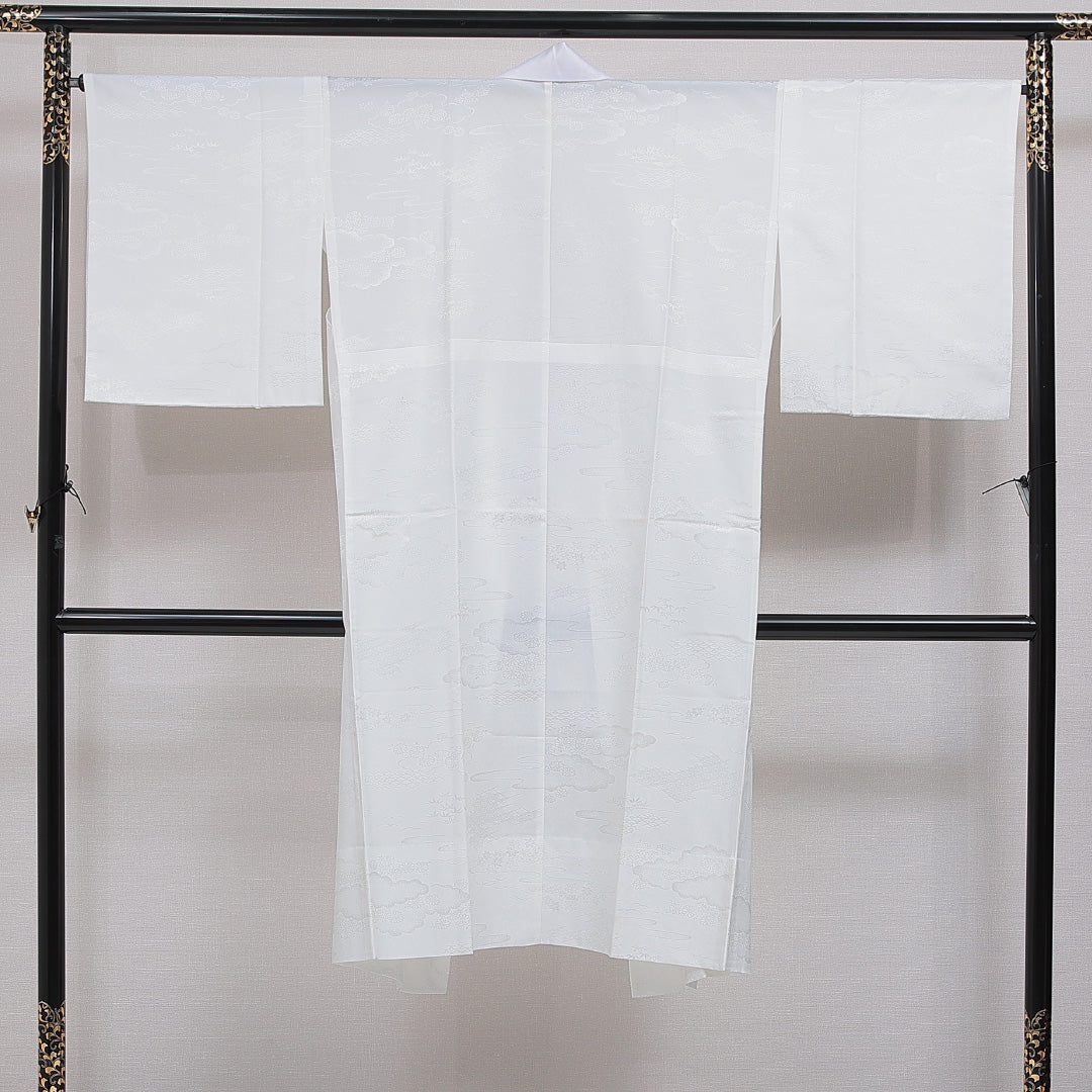 長襦袢 無双袖 身丈128cm 裄丈66cm ポリエステル 洗える着物 Cランク Lサイズ 古典柄 白系 RP 1239-16599