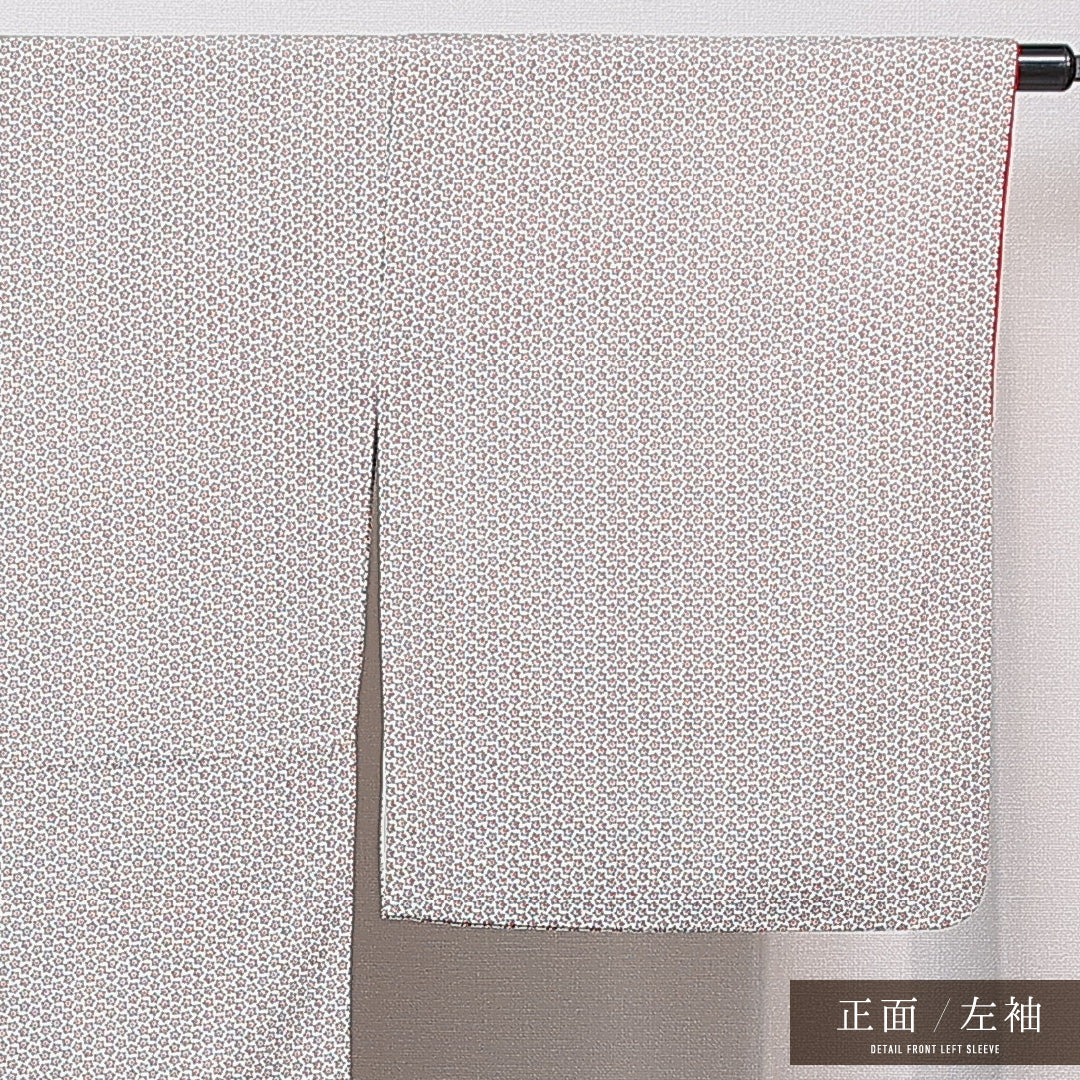 小紋 袷 身丈159cm 裄丈64cm 正絹 Aランク インフォーマル 広衿 Mサイズ 花柄 グレー系 RP 1221-15693