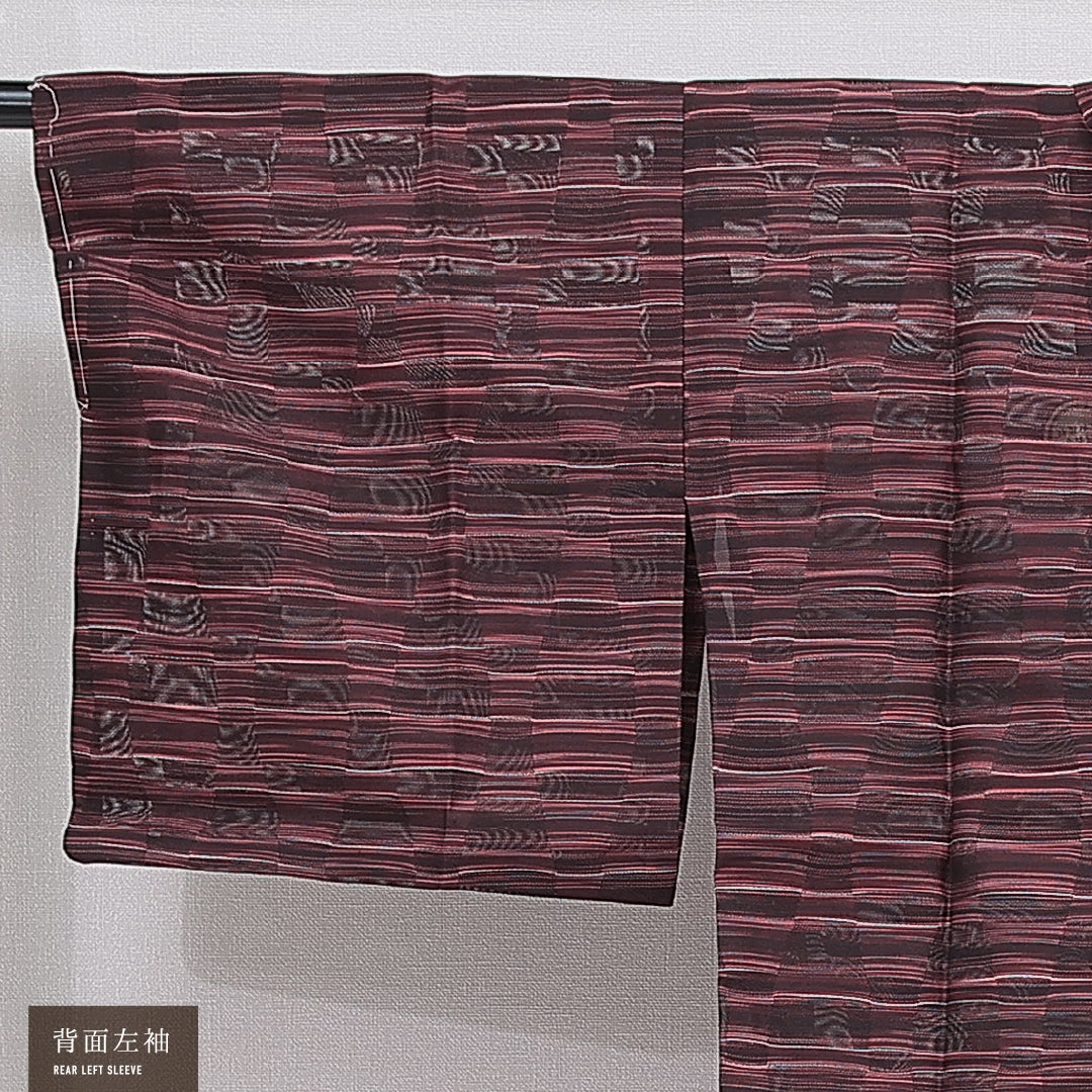 夏物 洗える着物 道行コート 夏物 身丈83cm 裄丈65cm ポリエステル Sランク セミフォーマル Mサイズ 抽象柄 紫系 RP 1237-16200