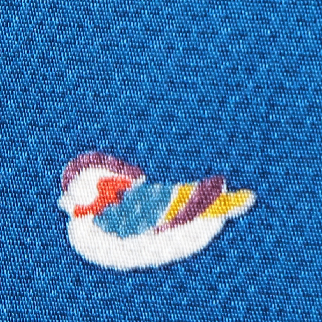 小紋 袷 身丈152cm 裄丈60cm 正絹 Sランク Sサイズ 広衿 インフォーマル 鴛鴦 青系 1215-15903