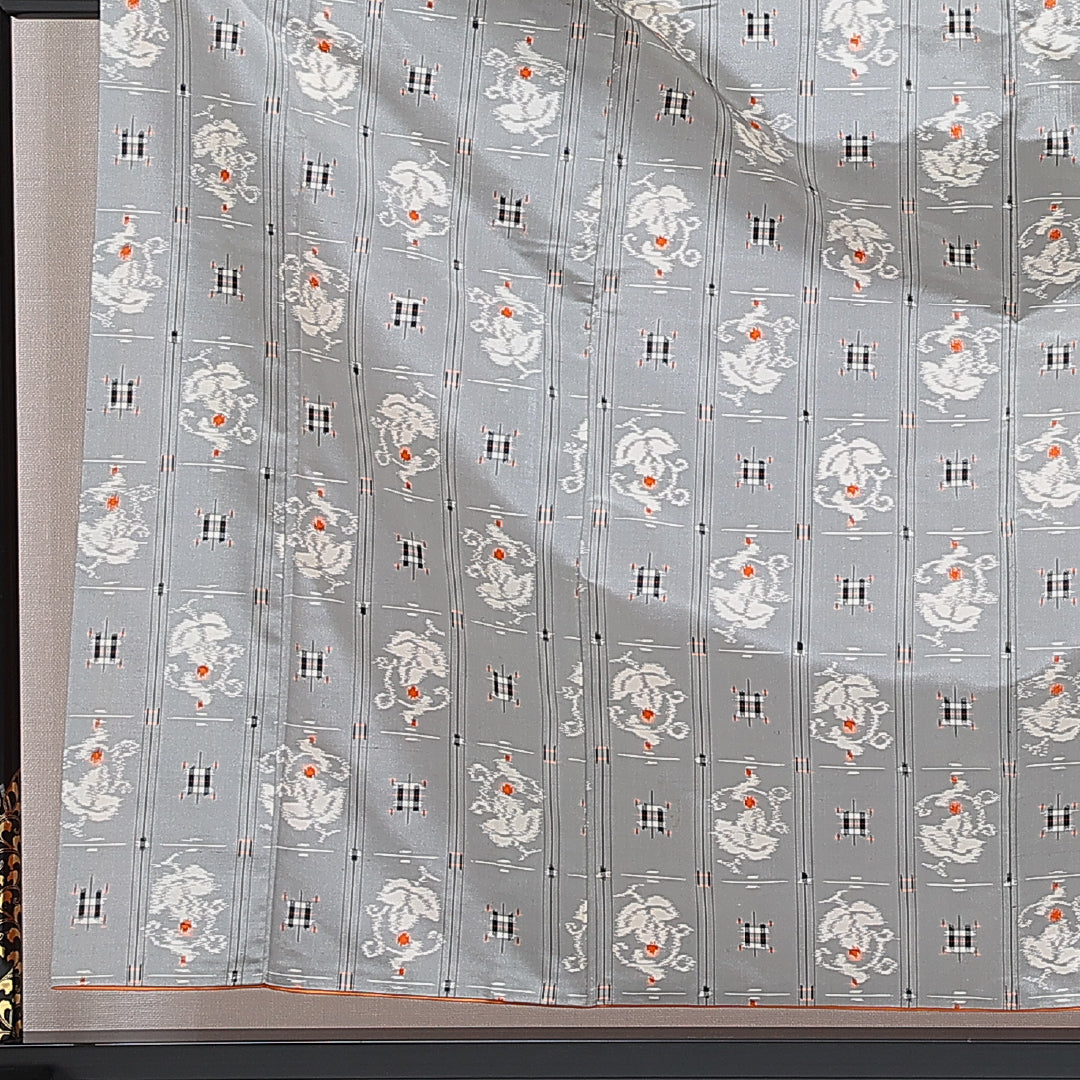 アンサンブル 紬 袷 身丈159cm 裄丈64cm 正絹 Aランク カジュアル バチ衿 Mサイズ 創作柄 グレー系 RP 1223-15935