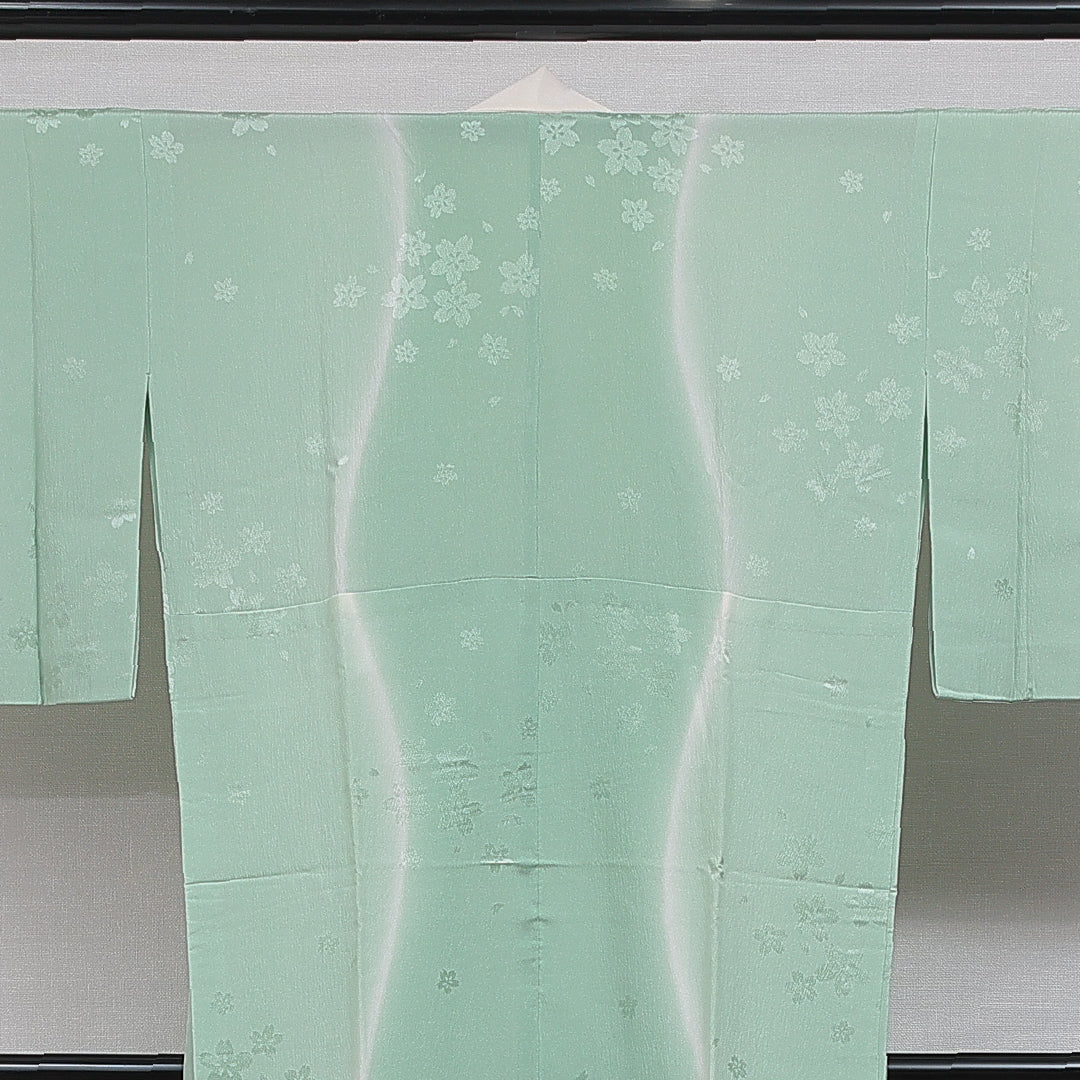 長襦袢 無双袖 身丈125cm 裄丈62cm 正絹 Sランク Mサイズ 桜 緑系 RP 1239-16568