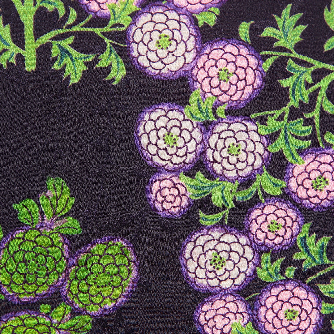 アンティーク 羽織 袷 身丈97cm 裄丈63cm 正絹 Bランク Sサイズ ちりめん 菊 紫系 1217-16821