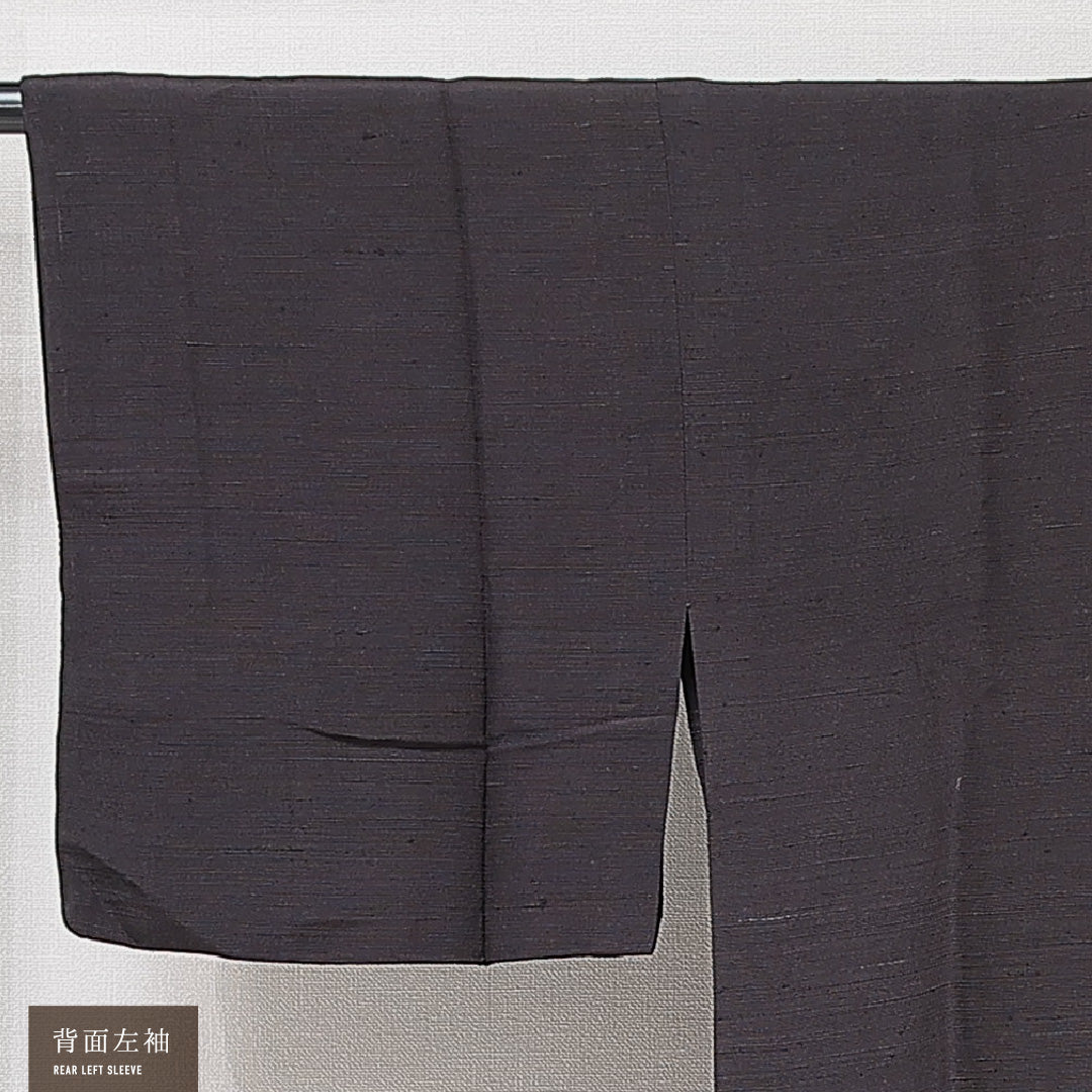 道行コート 単衣 身丈115cm 裄丈61cm 正絹 Cランク セミフォーマル Sサイズ ポケットあり 無地 黒系 LP 1237-15266