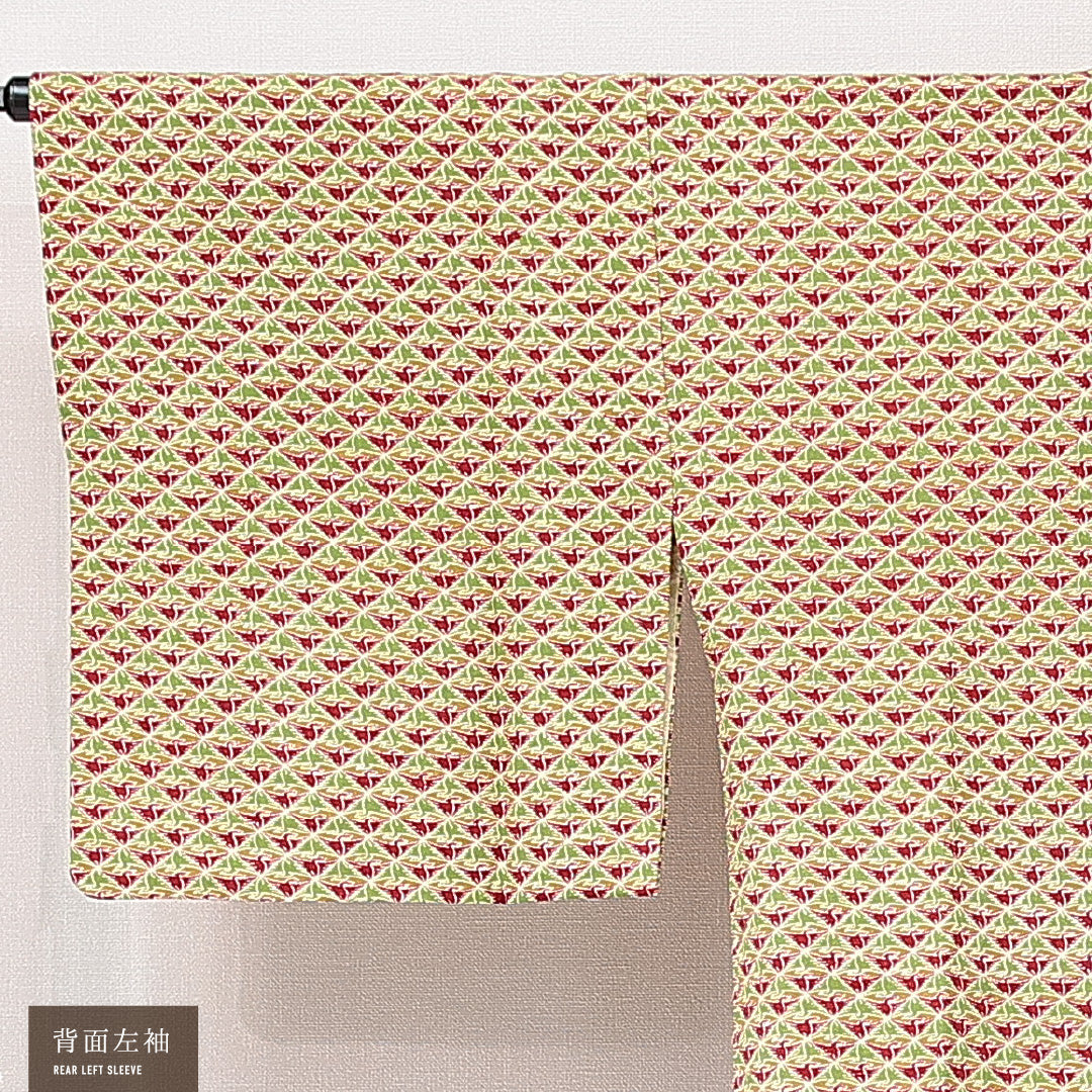道行コート 袷 身丈91cm 裄丈68cm 正絹 Sランク セミフォーマル Lサイズ ポケットあり 向かい鳥 多色系 RP 1237-15278