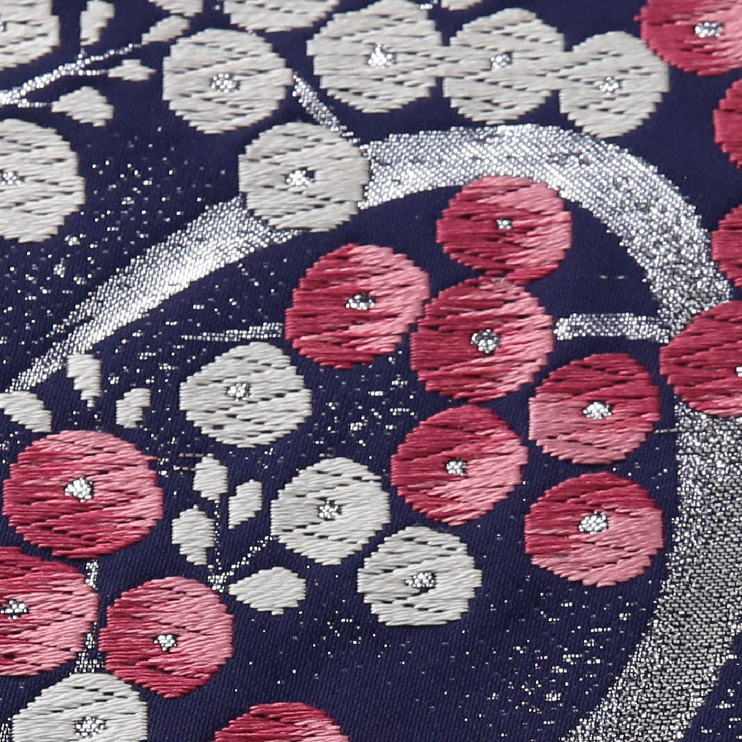 八寸名古屋帯 帯丈358cm セミフォーマル 名古屋仕立て ポイント柄 帯芯なし Cランク 正絹 梅 青系 紫系 1224-03559