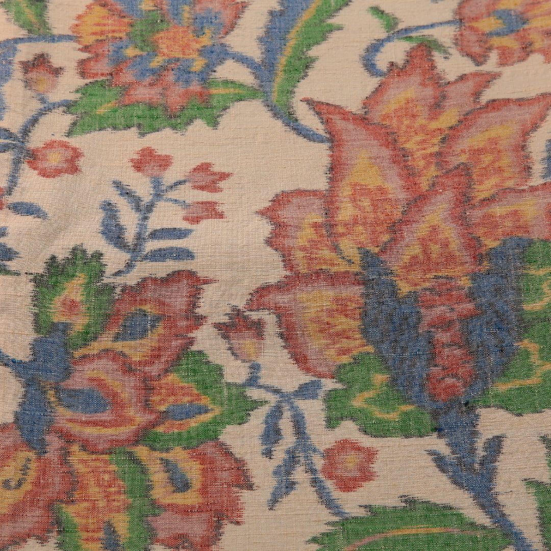 袋帯 帯丈428cm セミフォーマル 全通 Cランク 正絹 植物柄 クリーム系 1223-01882