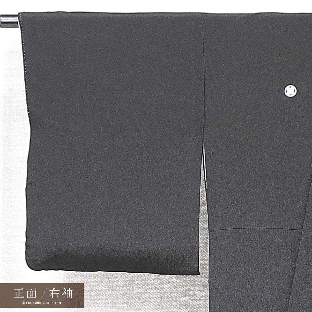 黒留袖 袷 身丈158cm 裄丈64cm 五つ紋 丸に違い鷹の羽 フォーマル Aランク Mサイズ 正絹 広衿 エ霞 紗綾型 菊 1211-F0696