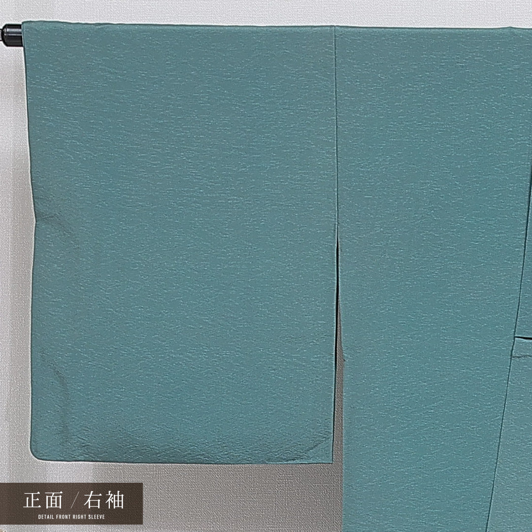付下げ 袷 身丈169cm 裄丈68cm 正絹 Sランク インフォーマル 広衿 XLサイズ ぼかし染 刺繍 作家物 落款 東海道五十三次 緑系 M4 1218-15924
