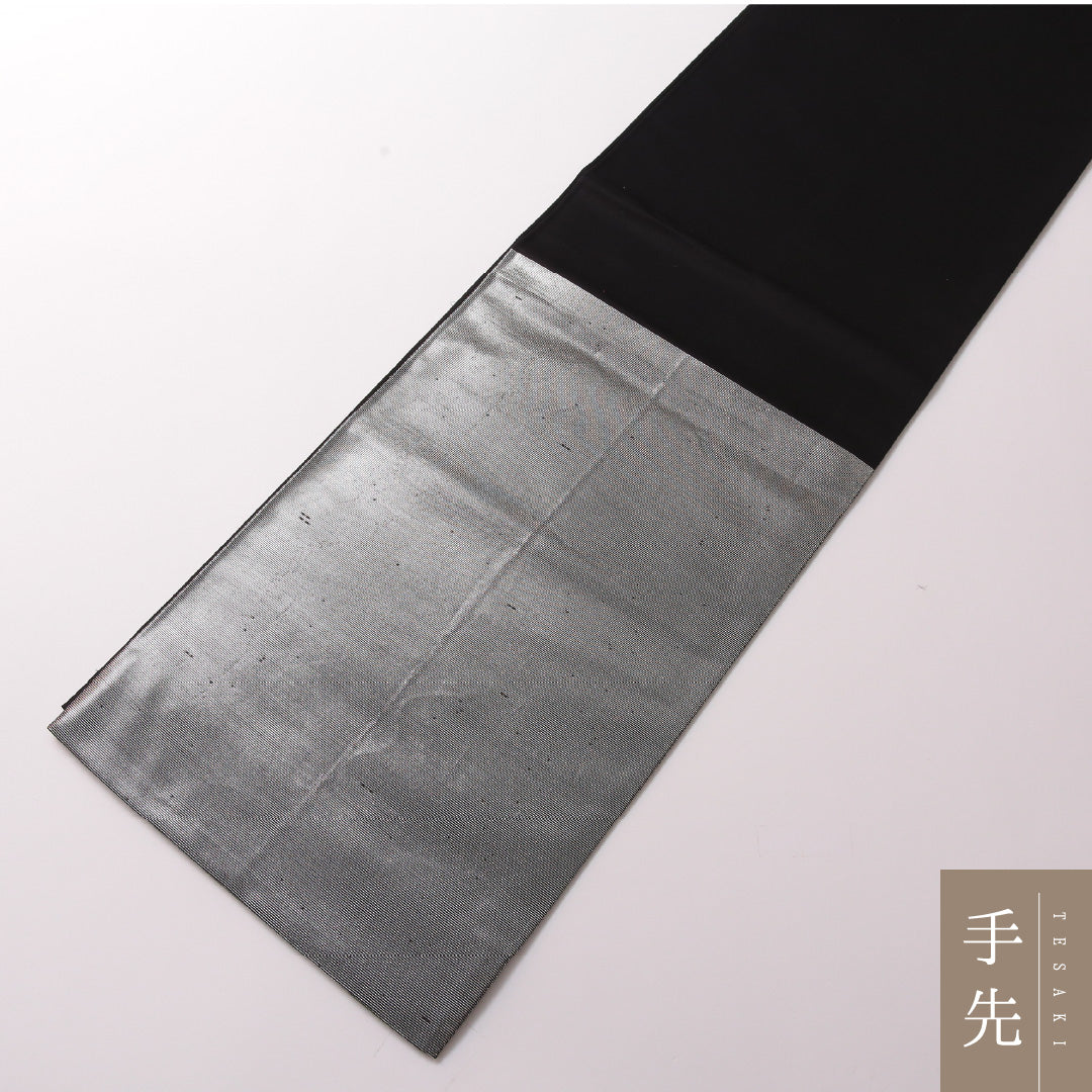 袋帯 帯丈436cm 正絹 ポイント柄 セミフォーマル 扇面文 銀系 1243-01789
