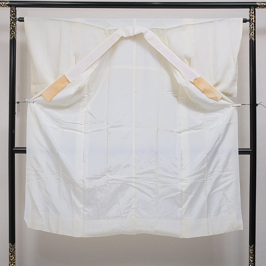 長襦袢 無双袖 身丈137cm 裄丈63cm 正絹 Aランク 2XLサイズ 菊 クリーム系 RP 1239-16467