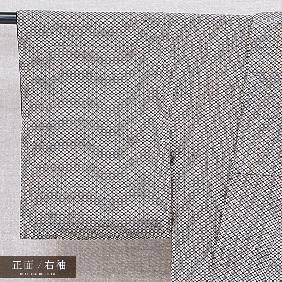 小紋 袷 身丈164cm 裄丈62cm 正絹 Cランク インフォーマル 広衿 Lサイズ 花菱 茶系 HP 1221-16737