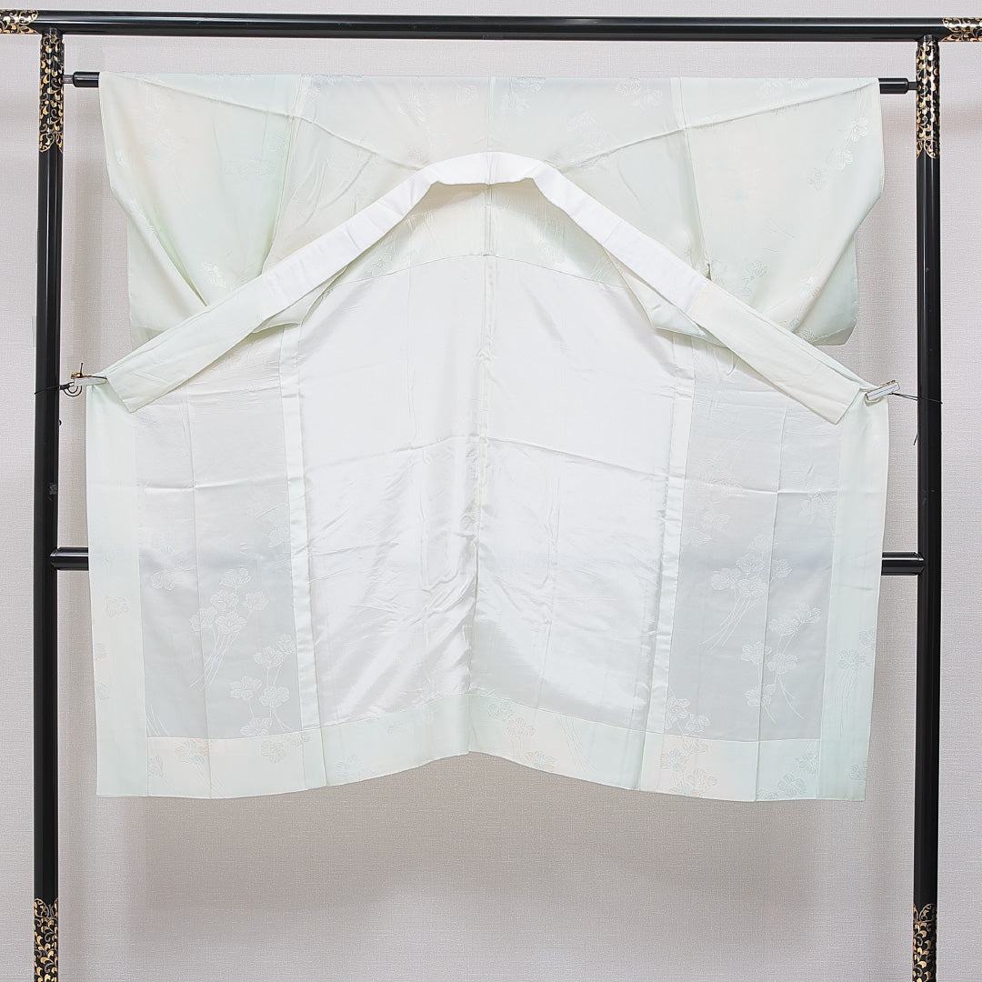 長襦袢 無双袖 身丈127cm 裄丈63cm 正絹 Cランク Mサイズ 花柄 水色系 1229-16691