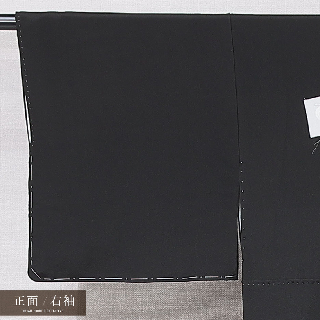 新古品 黒留袖 袷 身丈156cm 裄丈62cm 五つ紋 下がり藤 フォーマル Nランク Mサイズ 正絹 比翼仕立て 広衿 尾長鳥 菊 松 落款 しつけ糸 1211-F0656