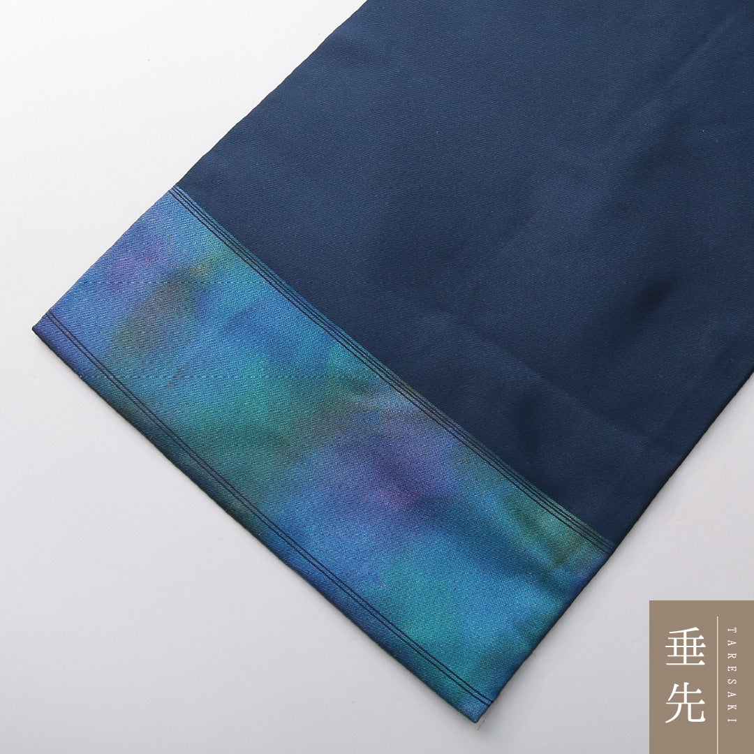 未使用品 九寸名古屋帯 帯丈361cm インフォーマル 名古屋仕立て ポイント柄 Sランク 正絹 綴れ織 椿 紺系 青系 1224-03818