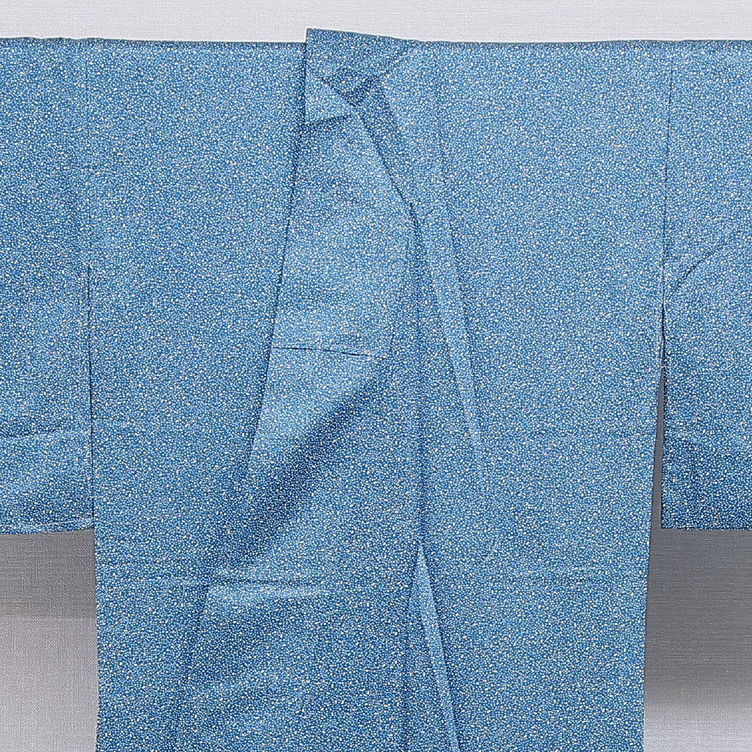 江戸小紋(大小霰) 洗える着物 袷 身丈164cm 裄丈66cm ポリエステル Sランク Lサイズ 広衿 インフォーマル 青系 1262-16278