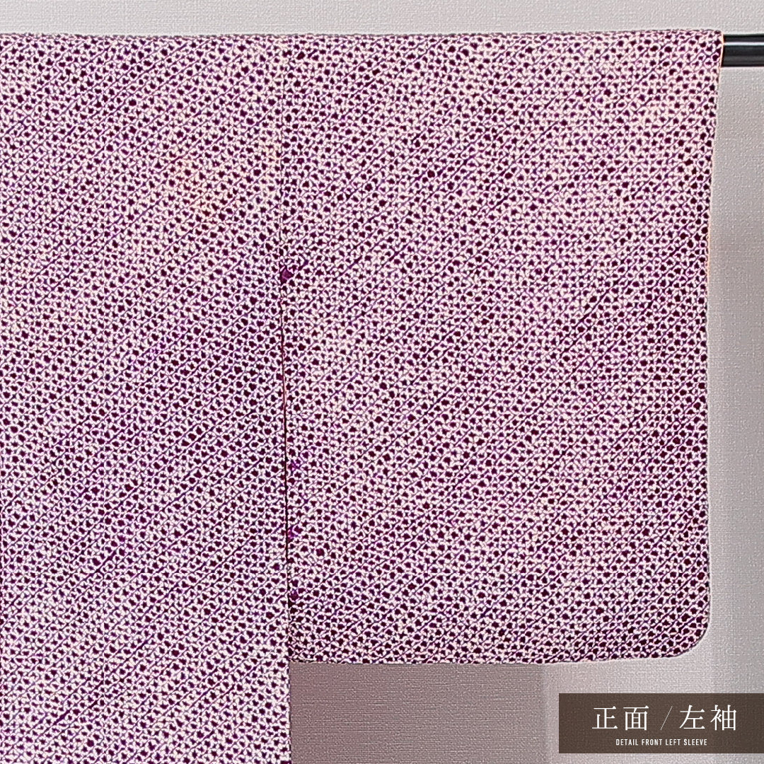 小紋 袷 身丈153cm 裄丈63cm 正絹 Sランク インフォーマル バチ衿 Sサイズ 紫系 RP 1221-15203