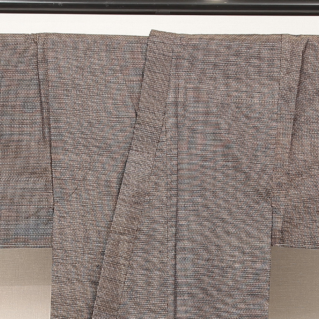 男着物 袷 身丈134cm 裄丈65cm 正絹 Cランク カジュアル 棒衿 XSサイズ 抽象柄 茶系 LP 1224-16887