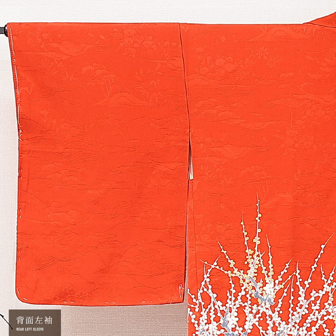 絵羽羽織 袷 身丈78cm 裄丈63cm 正絹 Sランク インフォーマル Sサイズ 紐あり 梅 赤系 RP 1234-15285