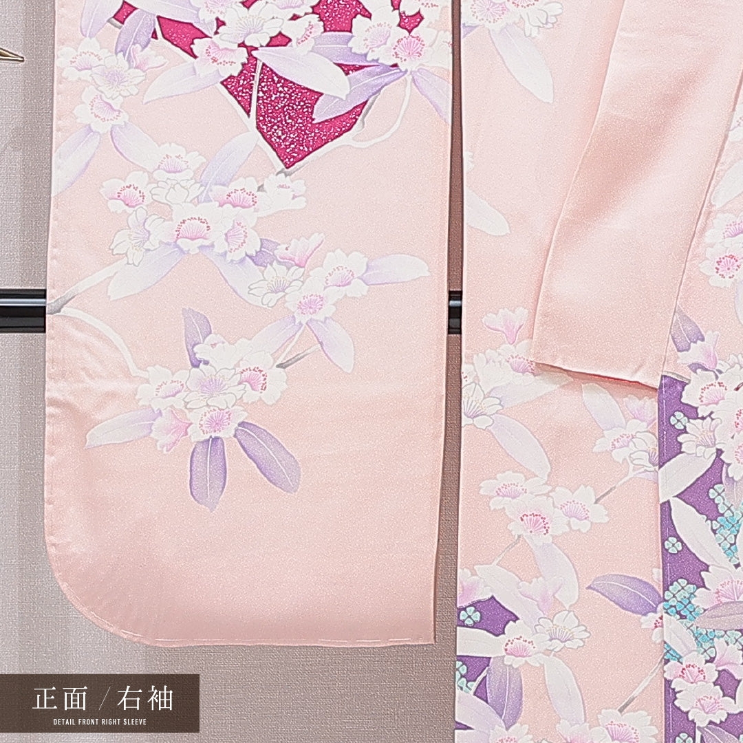 振袖 袷 身丈163cm 裄丈65cm フォーマル Aランク Lサイズ 正絹 広衿 桜 1213-F0731
