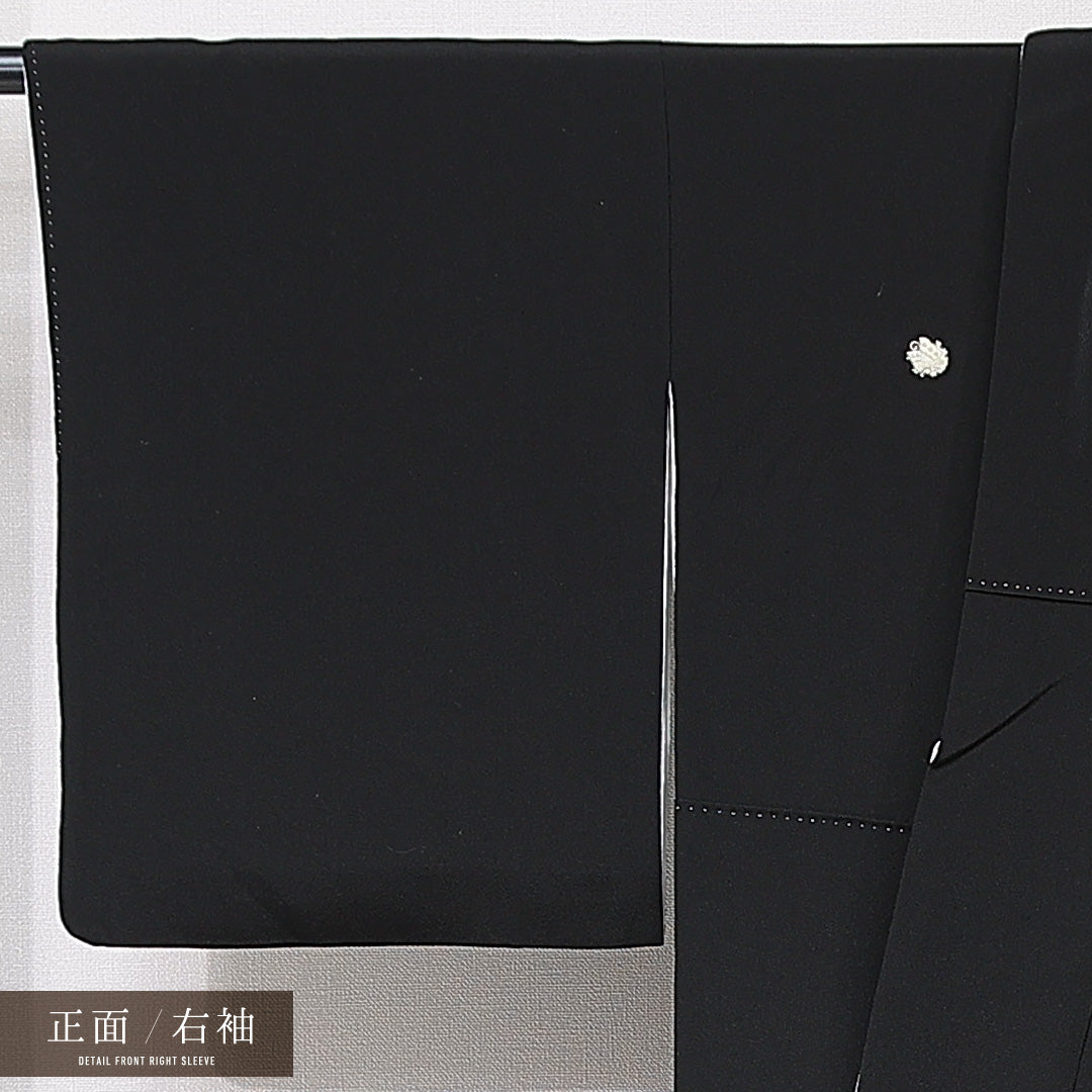 黒留袖 袷 身丈153cm 裄丈62cm 五つ紋 揚羽蝶 フォーマル Sランク Sサイズ 正絹 比翼仕立て 広衿 鳥 牡丹 刺繍 金駒刺繍 1211-F0706