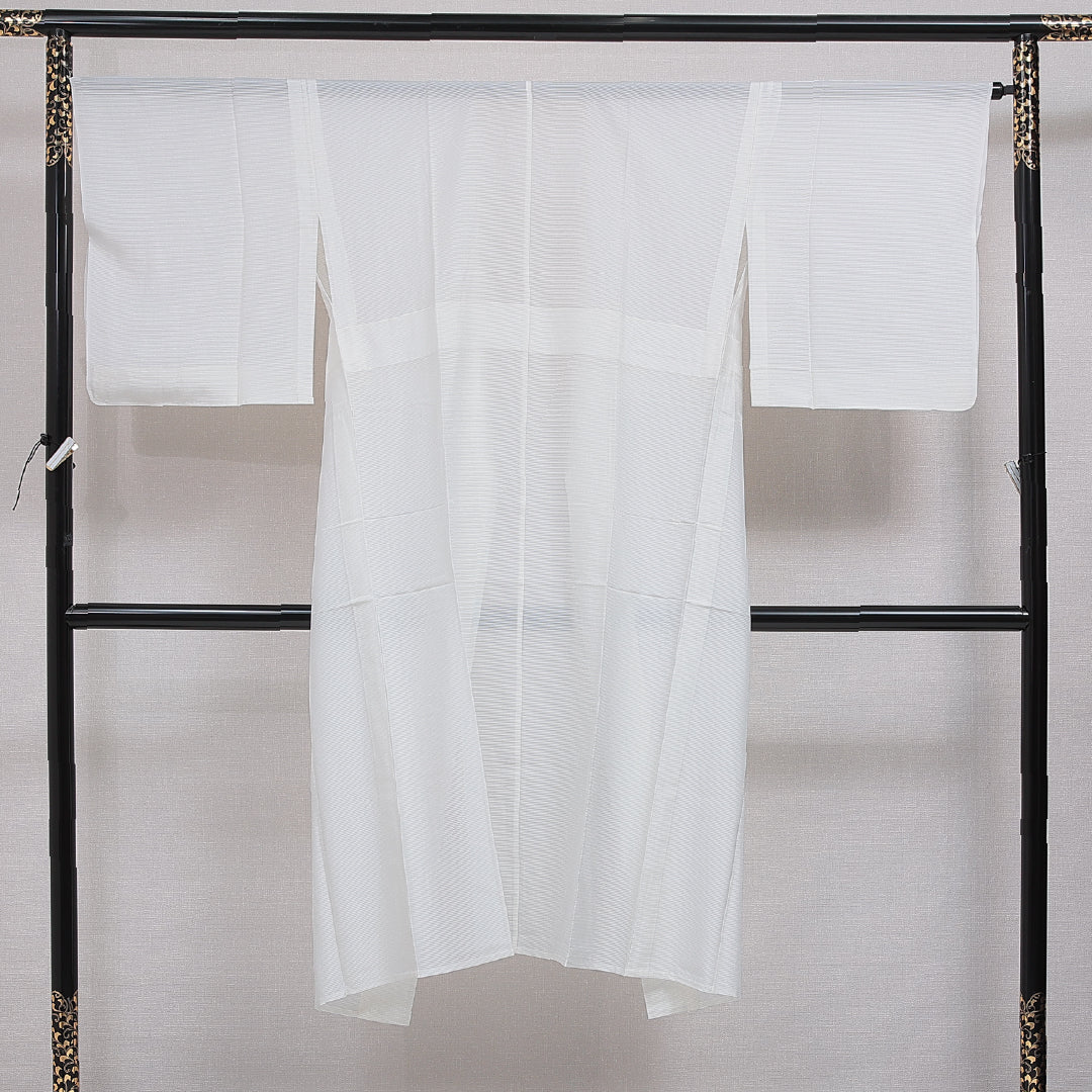 長襦袢 単衣 身丈132cm 裄丈66cm 正絹 Sランク XLサイズ 居敷当て 無地 白系 RP 1239-16495