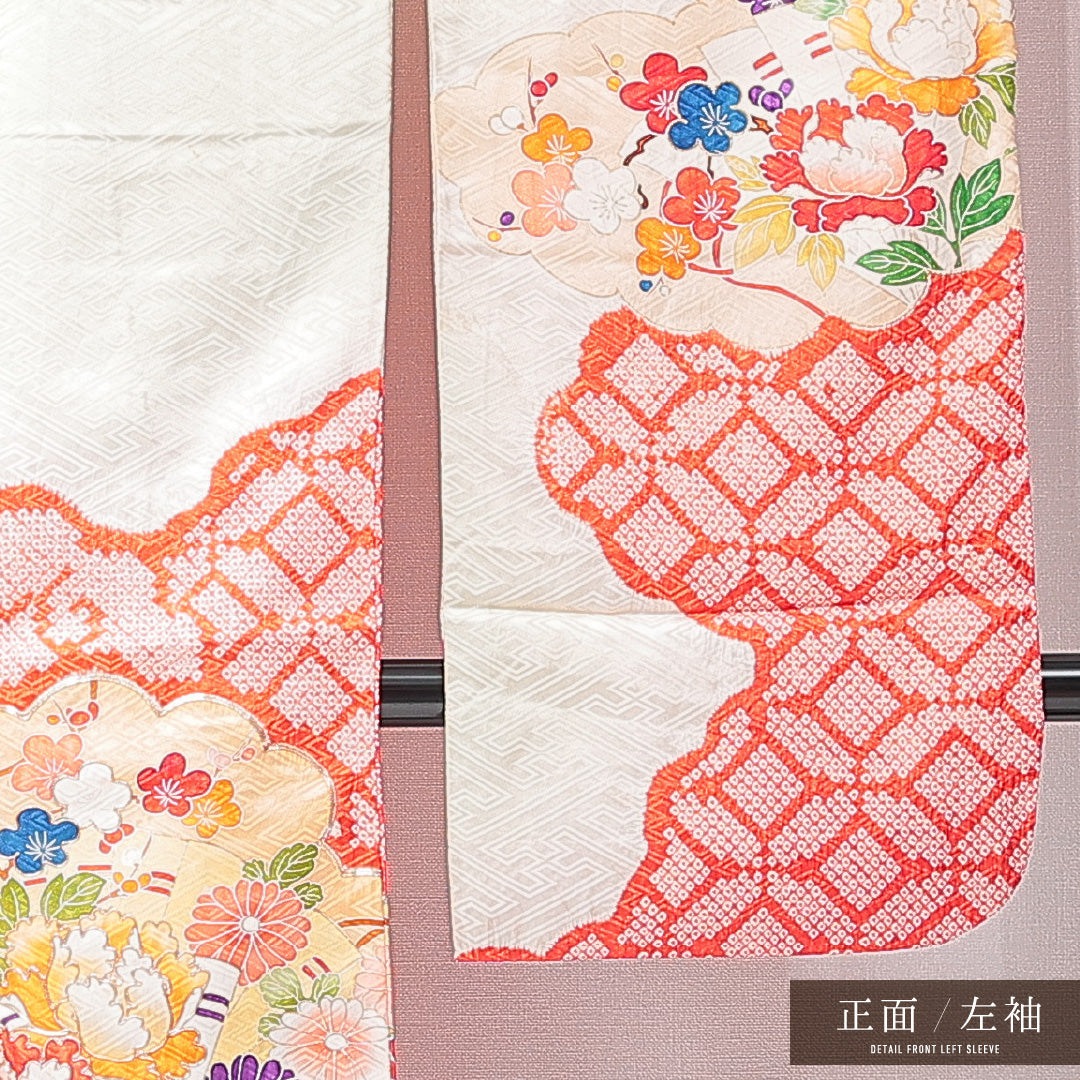 振袖 袷 身丈154cm 裄丈63cm フォーマル Cランク Sサイズ 正絹 広衿 牡丹 金駒刺繍 1213-F0701