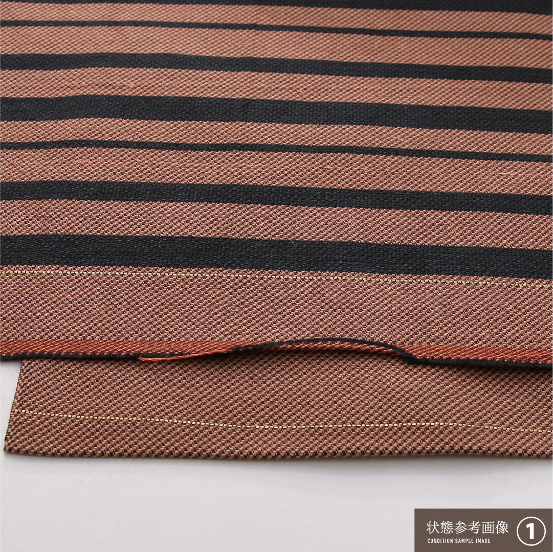 八寸名古屋帯 帯丈340cm カジュアル 開き仕立て 全通 未仕立て Sランク 正絹 博多織 縞 朱系 1224-03821