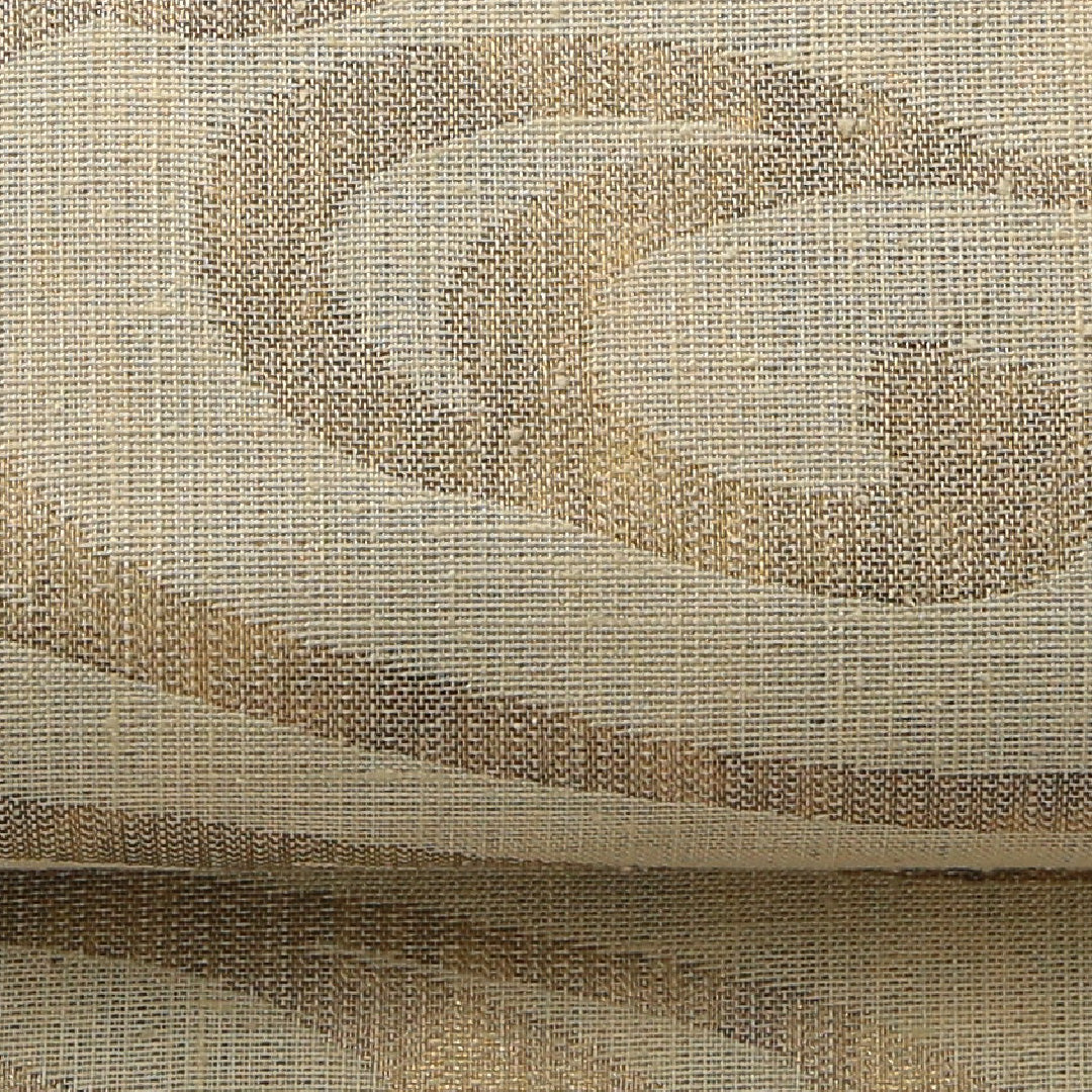 袋帯 帯丈442cm セミフォーマル 六通 Sランク 正絹 渦巻 クリーム系 1223-02080