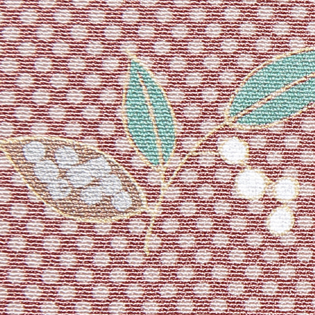 小紋 袷 身丈151cm 裄丈61cm 正絹 Sランク Sサイズ 広衿 インフォーマル 南天 ピンク系 1215-15904