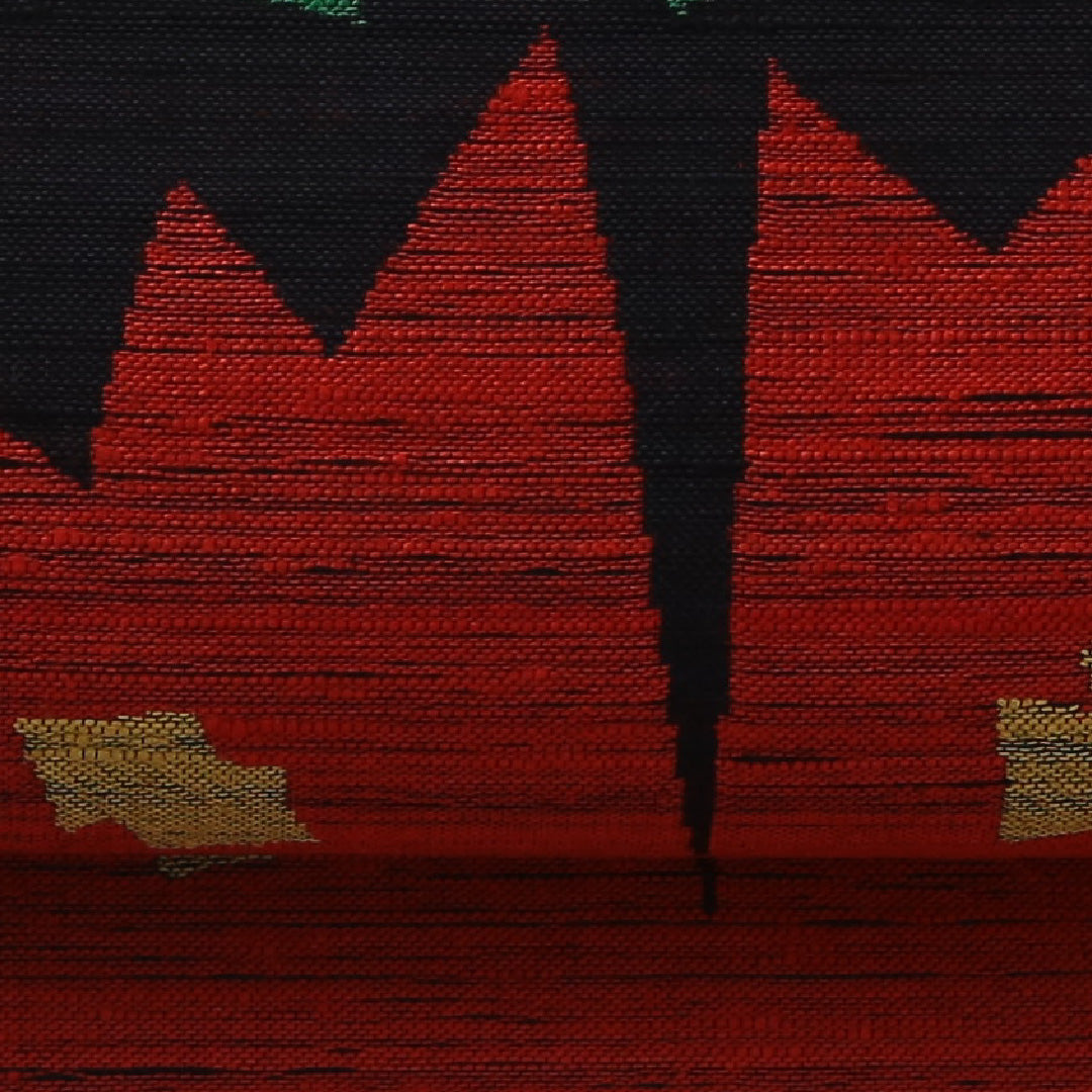 袋帯 帯丈424cm カジュアル 六通 帯芯なし Sランク 正絹 花柄 紺系 1223-01906