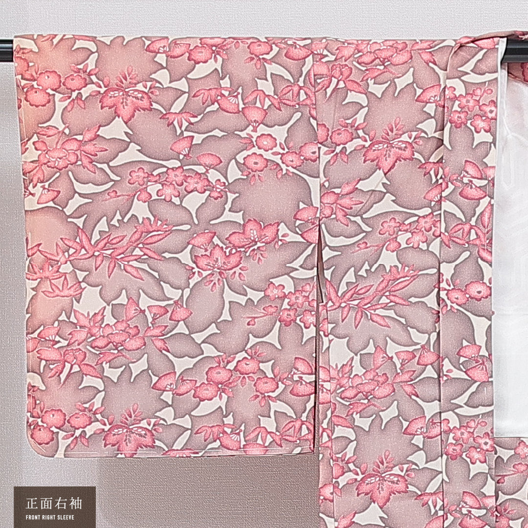 羽織 袷 身丈79cm 裄丈64cm 正絹 Aランク カジュアル Mサイズ 花柄 クリーム系 RP 1232-16124