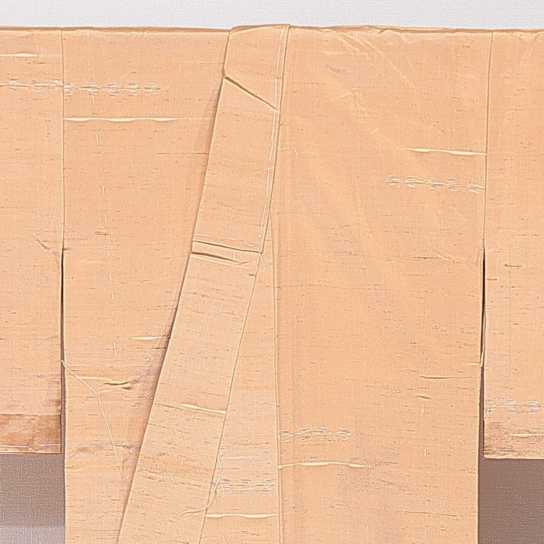 紬 単衣 身丈148cm 裄丈62cm 正絹 Dランク XSサイズ バチ衿 カジュアル 肩当て 無地 黄系 1216-15581