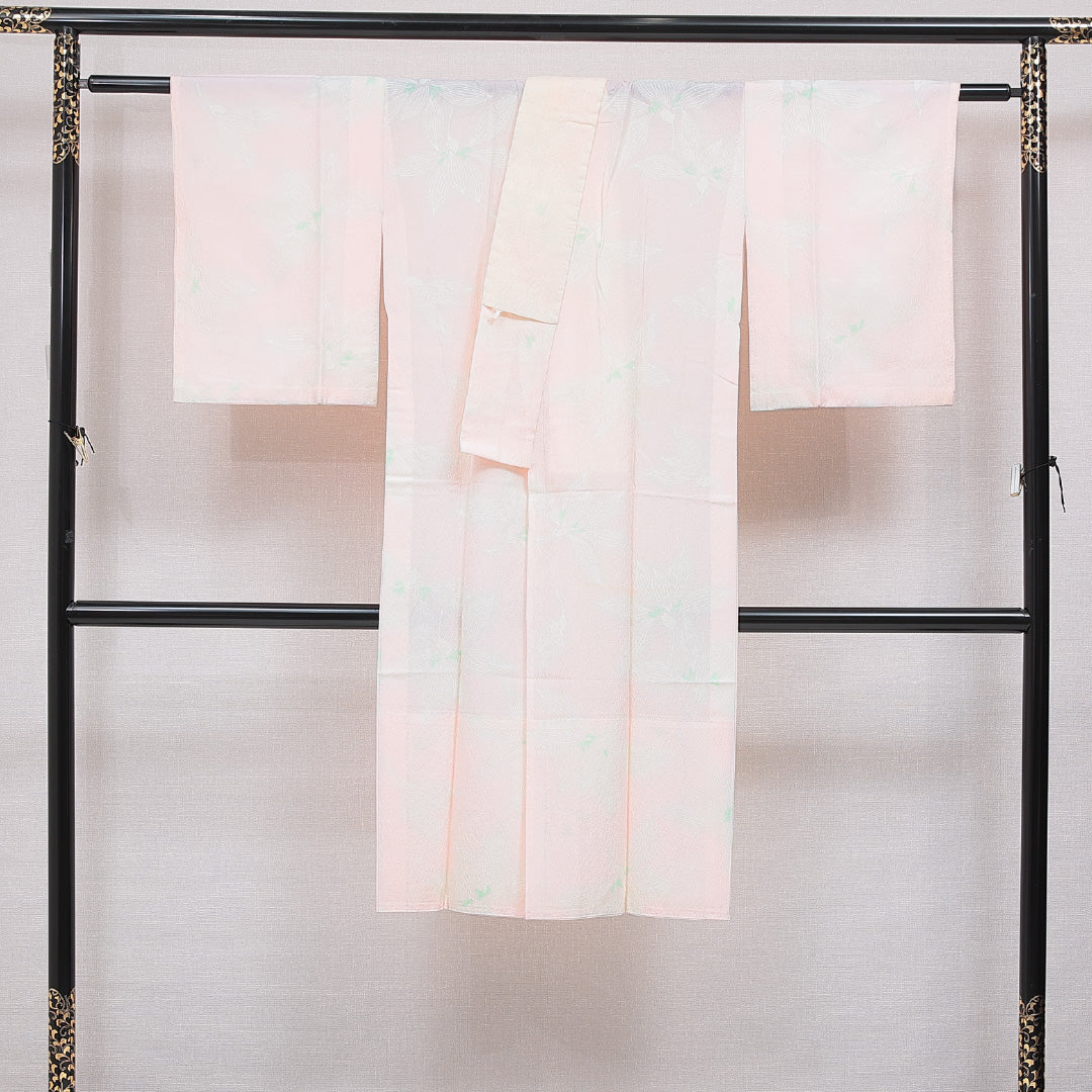 長襦袢 無双袖 身丈122cm 裄丈61cm 正絹 Cランク Sサイズ 花柄 ピンク系 HP 1239-16671